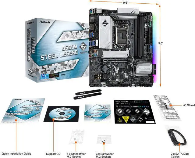 Alt view image 8 of 9 - ASRock B560M STEEL LEGEND LGA 1200 Intel B560 Micro ATX Intel Motherboard
