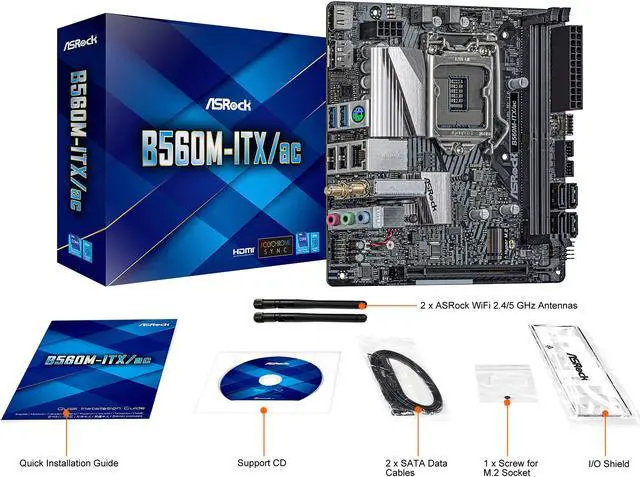 Alt view image 8 of 10 - ASRock B560M-ITX/AC LGA 1200 Intel B560 Mini ITX Intel Motherboard