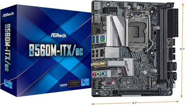 Alt view image 10 of 10 - ASRock B560M-ITX/AC LGA 1200 Intel B560 Mini ITX Intel Motherboard