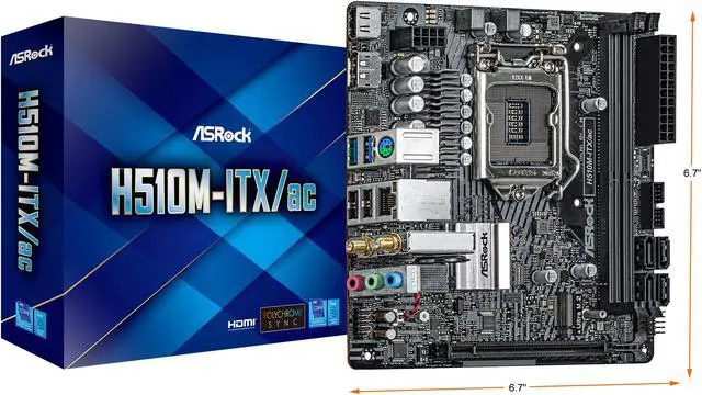 Alt view image 7 of 7 - ASRock H510M-ITX/AC LGA 1200 Intel H510 Mini ITX Intel Motherboard