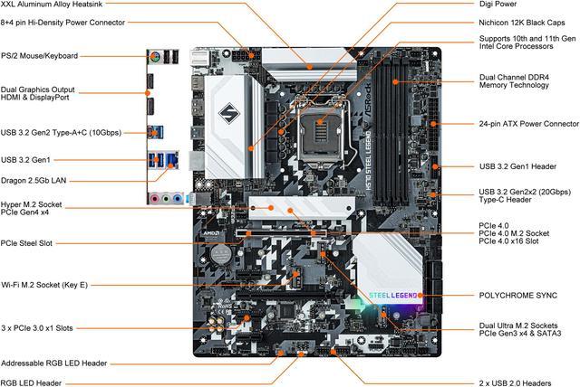 ASRock H570 STEEL LEGEND LGA 1200 ATX Intel Motherboard - Newegg.com