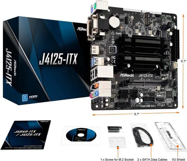 Alt view image 8 of 9 - ASRock J4125-ITX Intel Celeron Quad-Core Processor J4125 (up to 2.7 GHz) Mini ITX Motherboard / CPU / VGA Combo