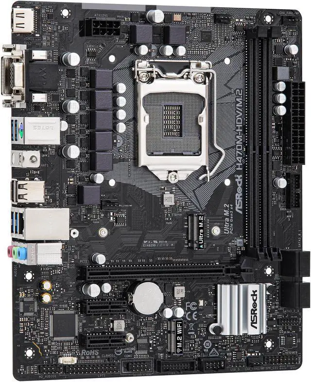 Alt view image 4 of 9 - ASRock H470M-HDV/M.2 LGA 1200 Intel H470 Micro ATX Intel Motherboard