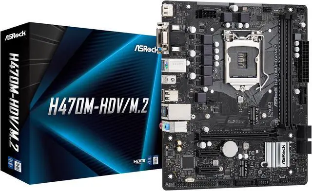 Alt view image 9 of 9 - ASRock H470M-HDV/M.2 LGA 1200 Intel H470 Micro ATX Intel Motherboard