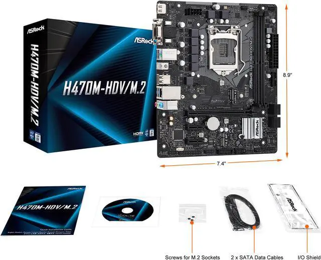 Alt view image 8 of 9 - ASRock H470M-HDV/M.2 LGA 1200 Intel H470 Micro ATX Intel Motherboard