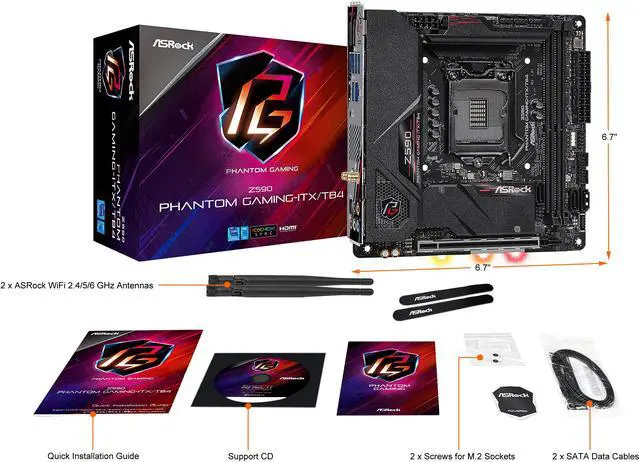 Alt view image 8 of 9 - ASRock Z590 PHANTOM GAMING-ITX/TB4 LGA 1200 Intel Z590 Mini ITX Intel Motherboard