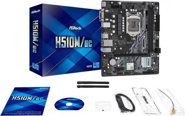 Alt view image 4 of 5 - ASRock H510M/AC LGA 1200 Intel H510 Micro ATX Intel Motherboard