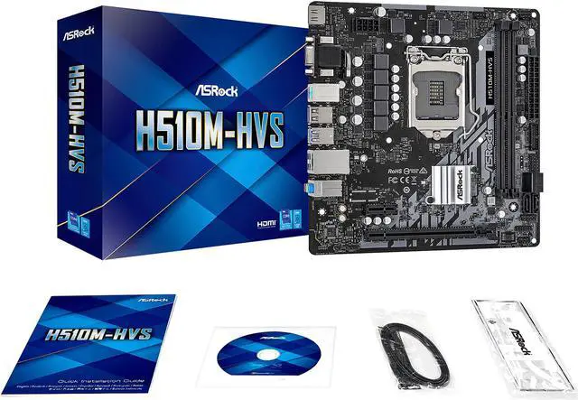 Alt view image 4 of 6 - ASRock H510M-HVS LGA 1200 Intel H510 Micro ATX Intel Motherboard