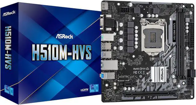 Alt view image 6 of 6 - ASRock H510M-HVS LGA 1200 Intel H510 Micro ATX Intel Motherboard