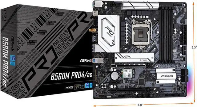 Alt view image 2 of 2 - ASRock B560M PRO4/AC+ LGA 1200 Intel B560 Micro ATX Intel Motherboard