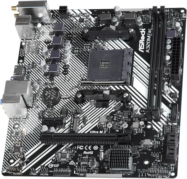 Alt view image 4 of 9 - ASRock A320M/AC AM4 AMD A320 Micro ATX AMD Motherboard