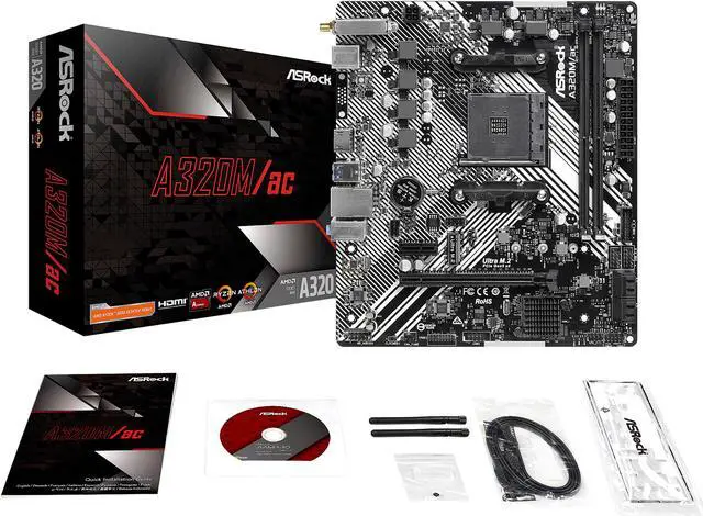 Alt view image 7 of 9 - ASRock A320M/AC AM4 AMD A320 Micro ATX AMD Motherboard