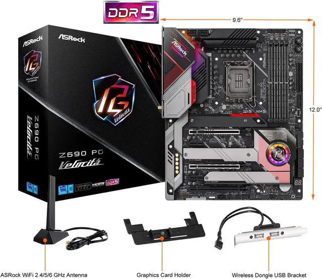 Alt view image 2 of 7 - ASRock Z690 PG Velocita LGA 1700 (14th,13th,12th Gen) Intel Z690 SATA 6Gb/s DDR5 ATX Intel Motherboard