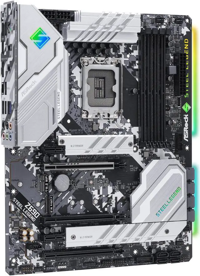 Alt view image 5 of 12 - ASRock Z690 Steel Legend LGA 1700 (14th,13th,12th Gen) Intel Z690 SATA 6Gb/s DDR4 ATX Intel Motherboard