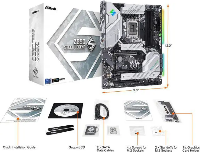 Alt view image 11 of 12 - ASRock Z690 Steel Legend LGA 1700 (14th,13th,12th Gen) Intel Z690 SATA 6Gb/s DDR4 ATX Intel Motherboard