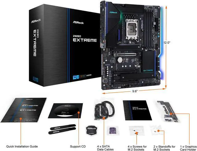 Alt view image 12 of 13 - ASRock Z690 EXTREME LGA 1700 (14th,13th,12th Gen) Intel Z690 SATA 6Gb/s DDR4 ATX Intel Motherboard