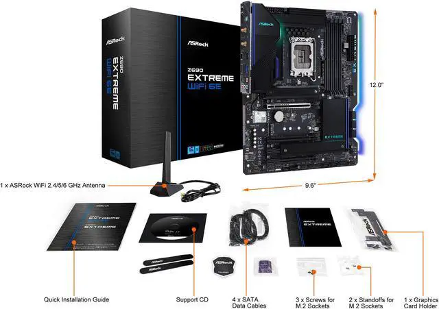 Alt view image 12 of 13 - ASRock Z690 EXTREME WiFi 6E LGA 1700 (14th,13th,12th Gen) Intel Z690 SATA 6Gb/s DDR4 ATX Intel Motherboard