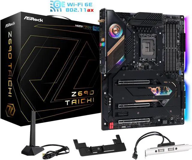 Alt view image 12 of 13 - ASRock Z690 Taichi LGA 1700 Intel Z690 SATA 6Gb/s DDR5 ATX Intel Motherboard