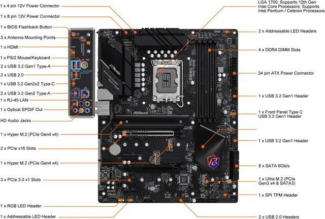 Alt view image 3 of 13 - ASRock Z690 PG Riptide LGA 1700 (14th,13th,12th Gen) Intel Z690 SATA 6Gb/s DDR4 ATX Intel Motherboard