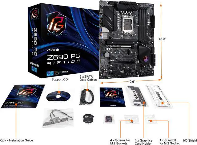 Alt view image 12 of 13 - ASRock Z690 PG Riptide LGA 1700 (14th,13th,12th Gen) Intel Z690 SATA 6Gb/s DDR4 ATX Intel Motherboard