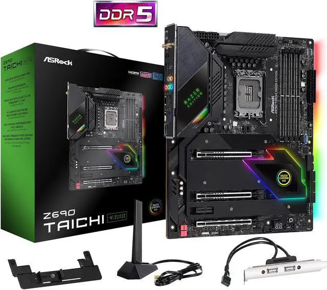 Alt view image 8 of 11 - ASRock Z690 Taichi Razer Edition LGA 1700 (14th,13th,12th Gen) Intel Z690 SATA 6Gb/s DDR5 ATX Intel Motherboard