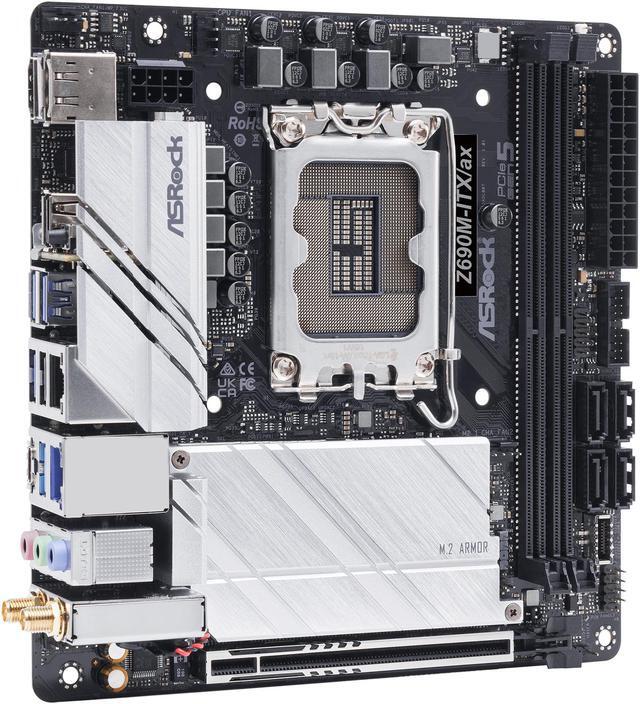 Alt view image 5 of 10 - ASRock Z690M-ITX/ax LGA 1700 (14th,13th,12th Gen) Intel Z690 SATA 6Gb/s DDR4 Mini ITX Intel Motherboard