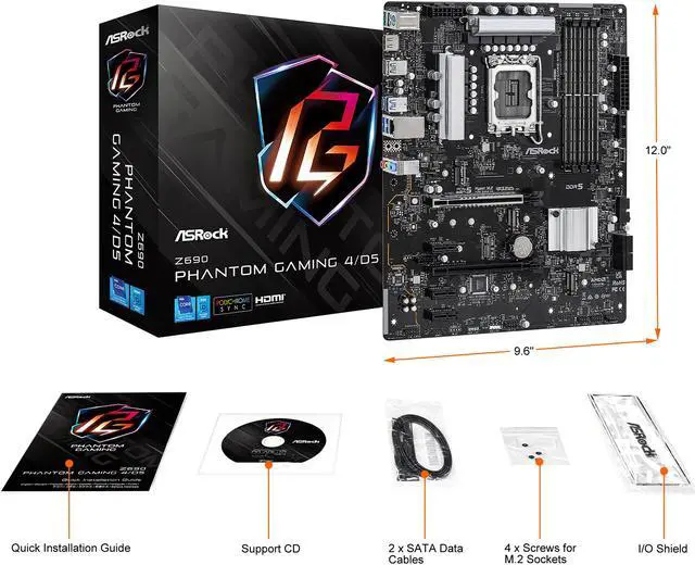 Alt view image 10 of 10 - ASRock Z690 Phantom Gaming 4/D5 LGA 1700 (14th,13th,12th Gen) DDR5 ATX Intel Z690 Intel Motherboard