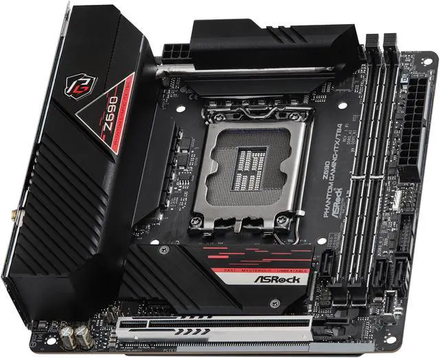 Alt view image 4 of 10 - ASRock Z690 Phantom Gaming-ITX/TB4 LGA 1700 (14th,13th,12th Gen) Intel Z690 SATA 6Gb/s DDR5 Mini ITX Intel Motherboard
