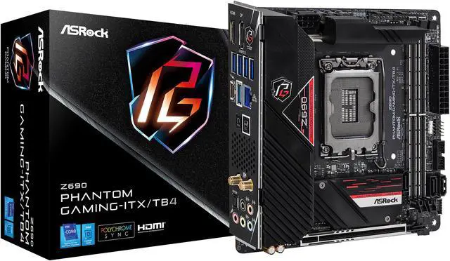Alt view image 10 of 10 - ASRock Z690 Phantom Gaming-ITX/TB4 LGA 1700 (14th,13th,12th Gen) Intel Z690 SATA 6Gb/s DDR5 Mini ITX Intel Motherboard