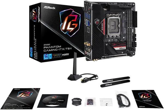 Alt view image 8 of 10 - ASRock Z690 Phantom Gaming-ITX/TB4 LGA 1700 (14th,13th,12th Gen) Intel Z690 SATA 6Gb/s DDR5 Mini ITX Intel Motherboard
