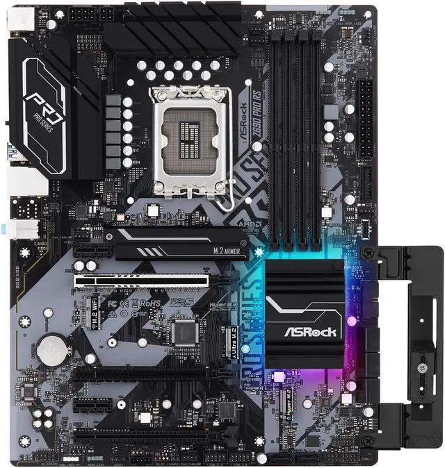 Alt view image 4 of 12 - ASRock Z690 Pro RS LGA 1700 (14th,13th,12th Gen) Intel Z690 SATA 6Gb/s DDR4 ATX Intel Motherboard