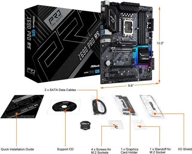 Alt view image 11 of 12 - ASRock Z690 Pro RS LGA 1700 (14th,13th,12th Gen) Intel Z690 SATA 6Gb/s DDR4 ATX Intel Motherboard