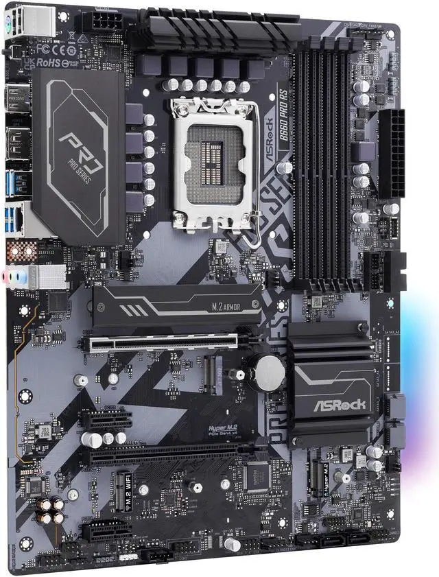 Alt view image 3 of 9 - ASRock B660 PRO RS LGA 1700 Intel B660 SATA 6Gb/s DDR4 ATX Motherboard