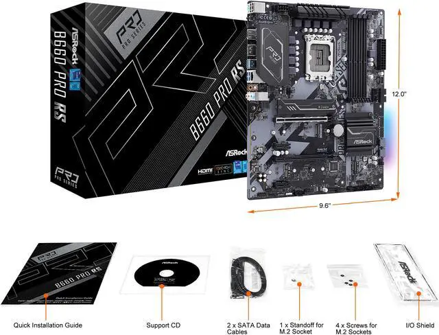 Alt view image 8 of 9 - ASRock B660 PRO RS LGA 1700 Intel B660 SATA 6Gb/s DDR4 ATX Motherboard