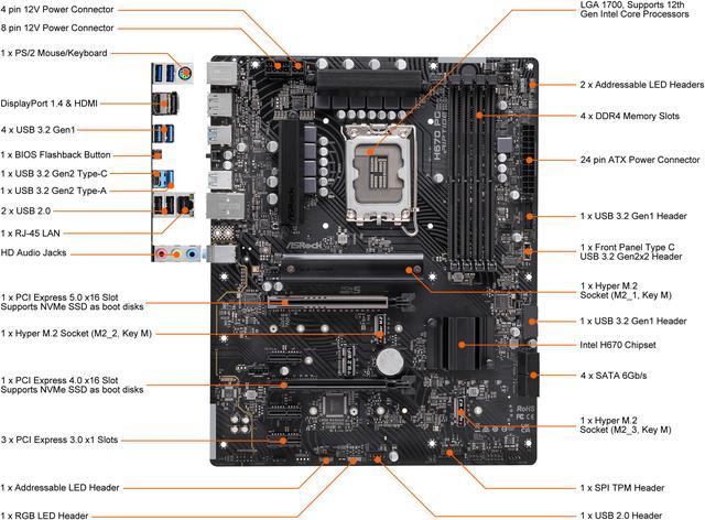 ASRock H670 PG RIPTIDE LGA 1700 Intel H670 SATA 6Gb/s DDR4 ATX