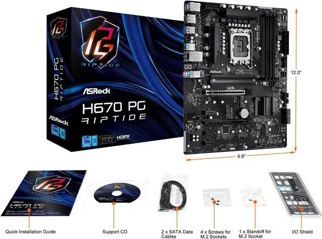 Alt view image 9 of 10 - ASRock H670 PG RIPTIDE LGA 1700 Intel H670 SATA 6Gb/s DDR4 ATX Motherboard