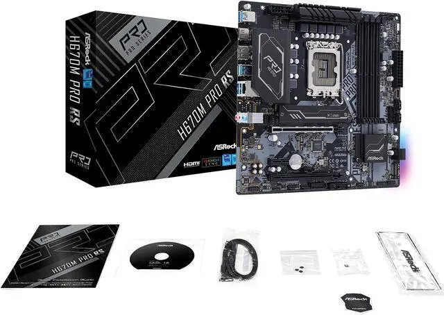 Alt view image 7 of 9 - ASRock H670M PRO RS LGA 1700 Intel H670 SATA 6Gb/s DDR4 Micro ATX Motherboard