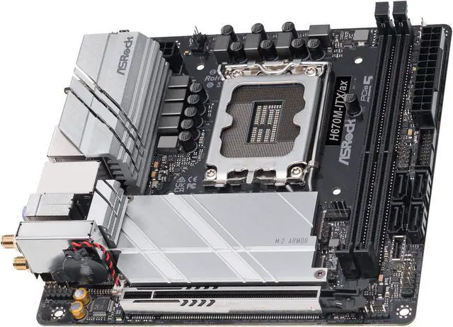 Alt view image 4 of 10 - ASRock H670M-ITX/AX LGA 1700 Intel H670 SATA 6Gb/s DDR4 Mini ITX Motherboard