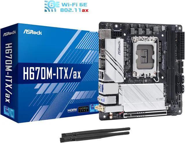 Alt view image 8 of 10 - ASRock H670M-ITX/AX LGA 1700 Intel H670 SATA 6Gb/s DDR4 Mini ITX Motherboard