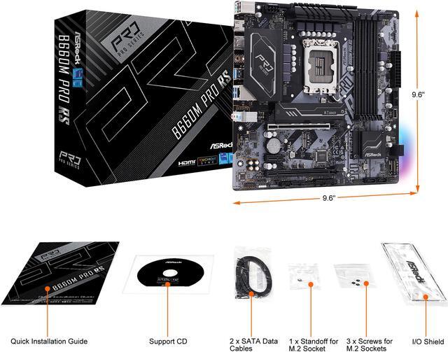 Alt view image 8 of 9 - ASRock B660M PRO RS LGA 1700 Intel B660 SATA 6Gb/s DDR4 Micro ATX Motherboard