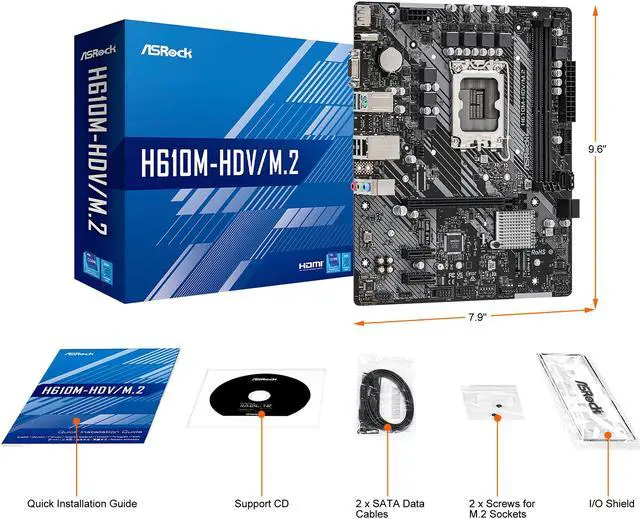 Alt view image 8 of 9 - ASRock H610M-HDV/M.2 LGA 1700 Intel H610 SATA 6Gb/s DDR4 Micro ATX Motherboard