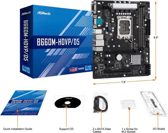Alt view image 7 of 8 - ASRock B660M-HDVP/D5 LGA 1700 Intel B660 SATA 6Gb/s DDR5 Micro ATX Intel Motherboard
