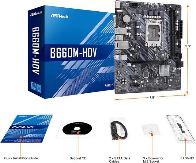 Alt view image 8 of 9 - ASRock B660M-HDV LGA 1700 Intel B660 SATA 6Gb/s DDR4 Micro ATX Motherboard