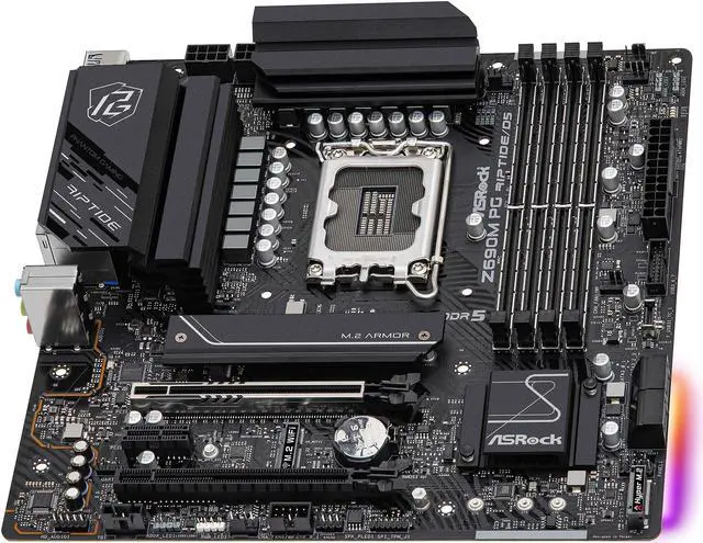 Alt view image 4 of 10 - ASRock Z690M PG RIPTIDE/D5 LGA 1700 (14th,13th,12th Gen) DDR5 Intel Z690 SATA 6Gb/s Micro ATX Intel Motherboard
