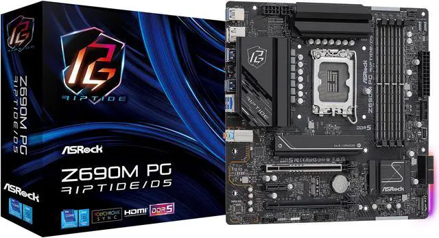Alt view image 10 of 10 - ASRock Z690M PG RIPTIDE/D5 LGA 1700 (14th,13th,12th Gen) DDR5 Intel Z690 SATA 6Gb/s Micro ATX Intel Motherboard