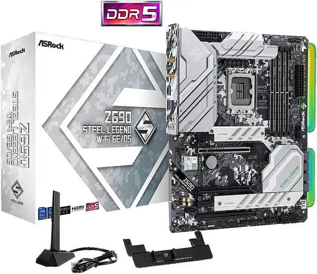 Alt view image 7 of 7 - ASRock Z690 STEEL LEGEND WIFI 6E/D5 LGA 1700 (14th,13th,12th Gen) Intel Z690 SATA 6Gb/s ATX Intel Motherboard
