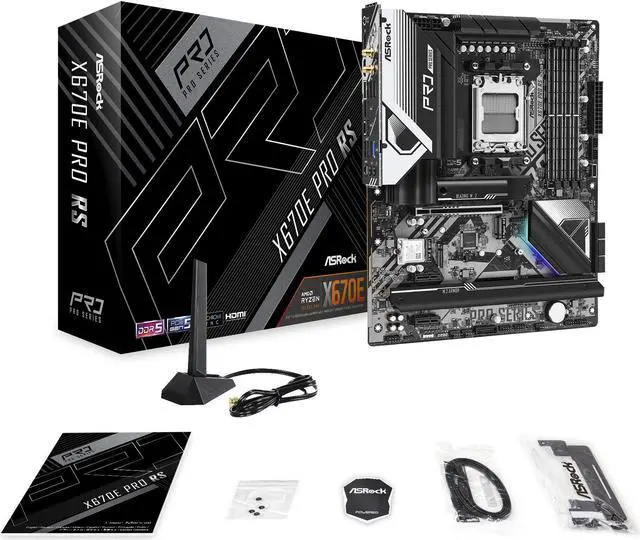 Alt view image 4 of 4 - ASRock X670E PRO RS AM5 ATX Mainboard. 4xDDR5 slots, PCIE 5.0X16, AMD Cross Fire, 5xM.2 slots, 2.5GB LAN, WIFI-6E,  7.1 HD audio, HDMI 2.1, DP 1.4 ports, USB3.2 Gen2x2 Type-C, 8 Layer PCB, 14+2+1 Phase Power Design, SPS.