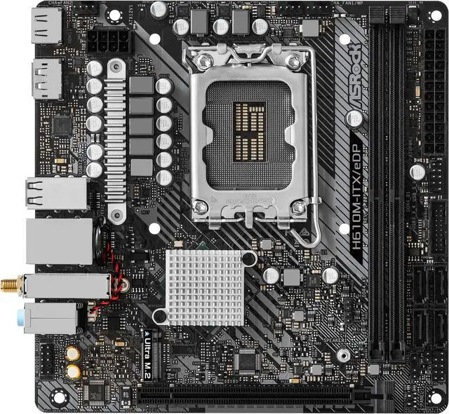 Alt view image 4 of 5 - ASRock H610M-ITX/eDP LGA 1700 Intel H610 SATA3 6Gb/s DDR4 Mini-ITX Motherboard