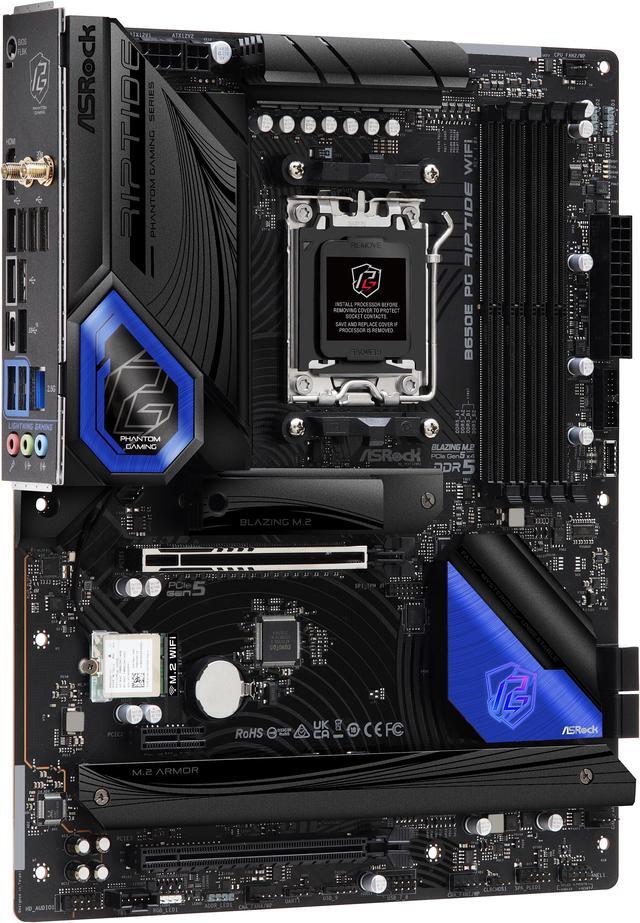 Alt view image 6 of 8 - ASRock B650E PG RIPTIDE WIFI AM5 ATX Motherboard, 4 slots DDR5, PCIe 5.0 x16 Slot,  3 M.2 slots,  2.5Gb Lan, WI-FI 6E,  7.1 Nahimic Audio , Front  USB3.2 Gen2X2 Type_C ,  14+2+1 Power Phase