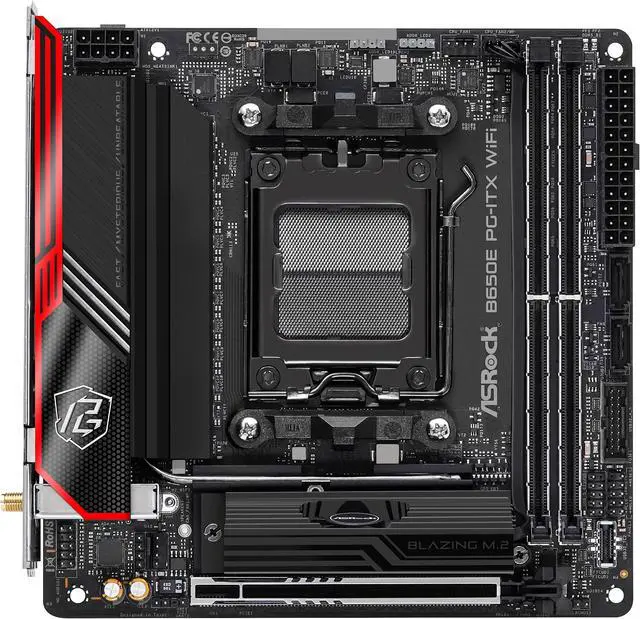Alt view image 6 of 7 - ASRock B650E PG-ITX WIFI AM5 Mini-ITX Motherboard, 2 slots DDR5, PCIE 5.0 x16, Dual M.2 slots, HDMI 2.1port 2.5Gb, WIFI 6E, 7.1 Nahimic Audio , USB3 Type-c, 10+2+1 Power Phase